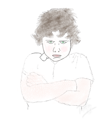Learning to Pout.png - An early sketch of our boy on the train