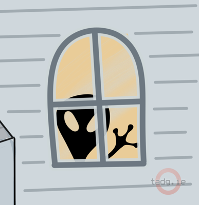 Alien - An alien lurking in the window on Oíche Shamhna