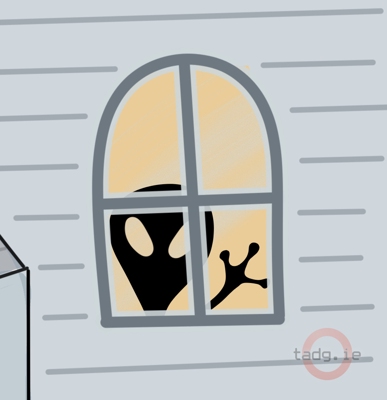 Halloween Angel - An alien lurking in the window on Oíche Shamhna