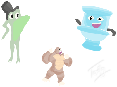 gorilla-frog-toilet-wat.png - Gorilla, Frog, talking toilet